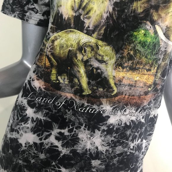 Thailand Women's Medium Elephant Print Tie Dye Crew Neck T Shirt "Land of Nature - Picture 5 of 13